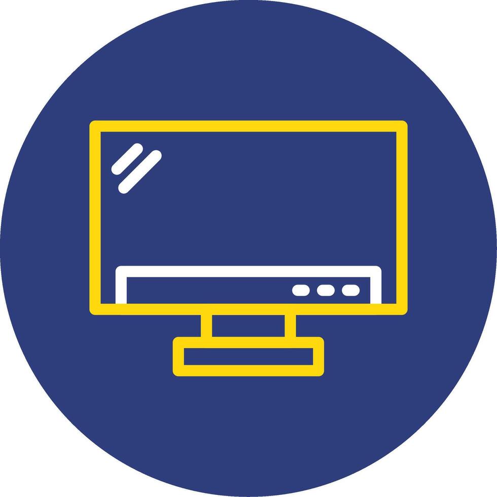 Monitor Dual Line Circle Icon vector