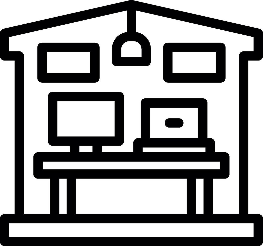 Home office setup Line Icon vector