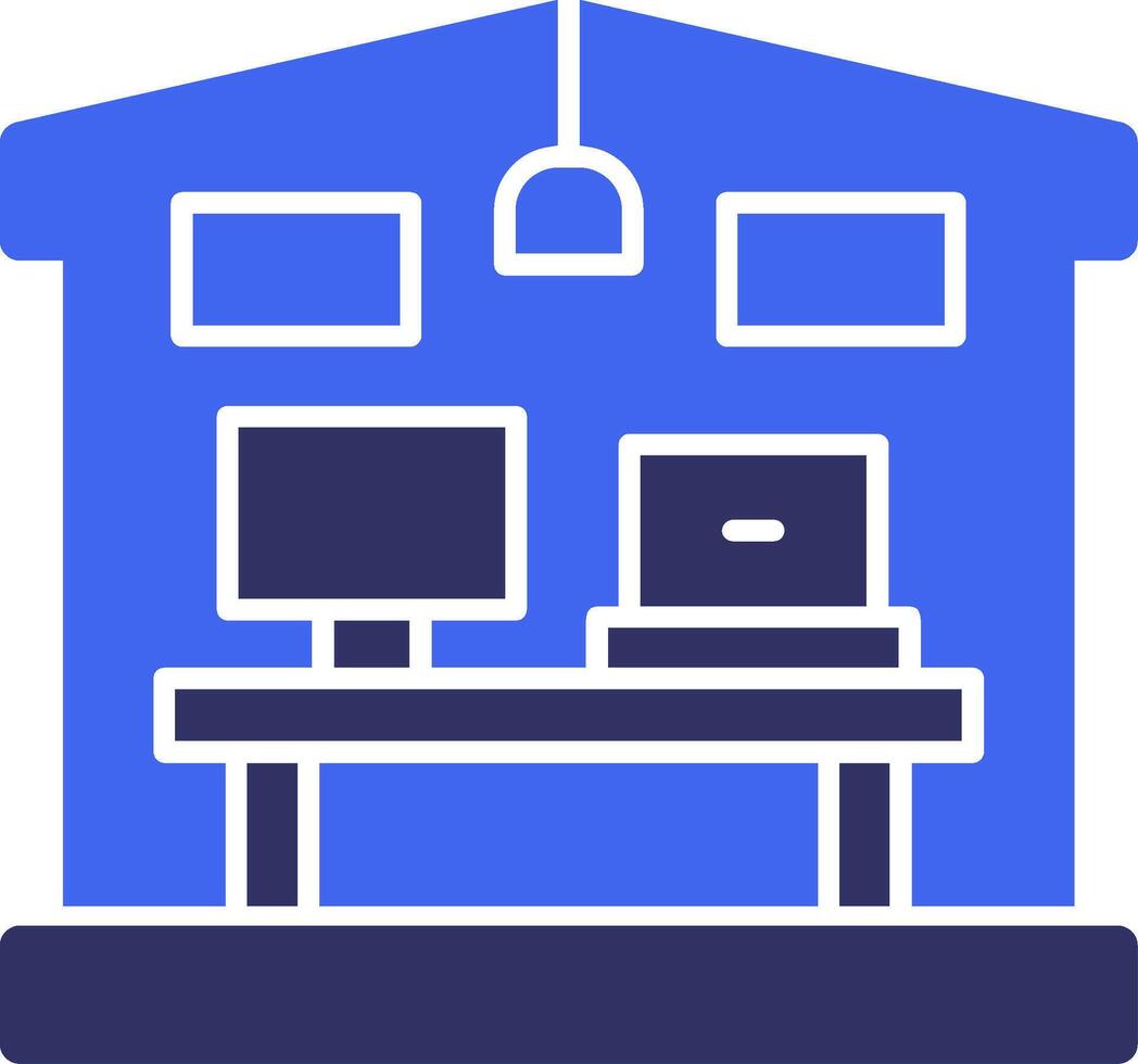 Home office setup Solid Two Color Icon vector
