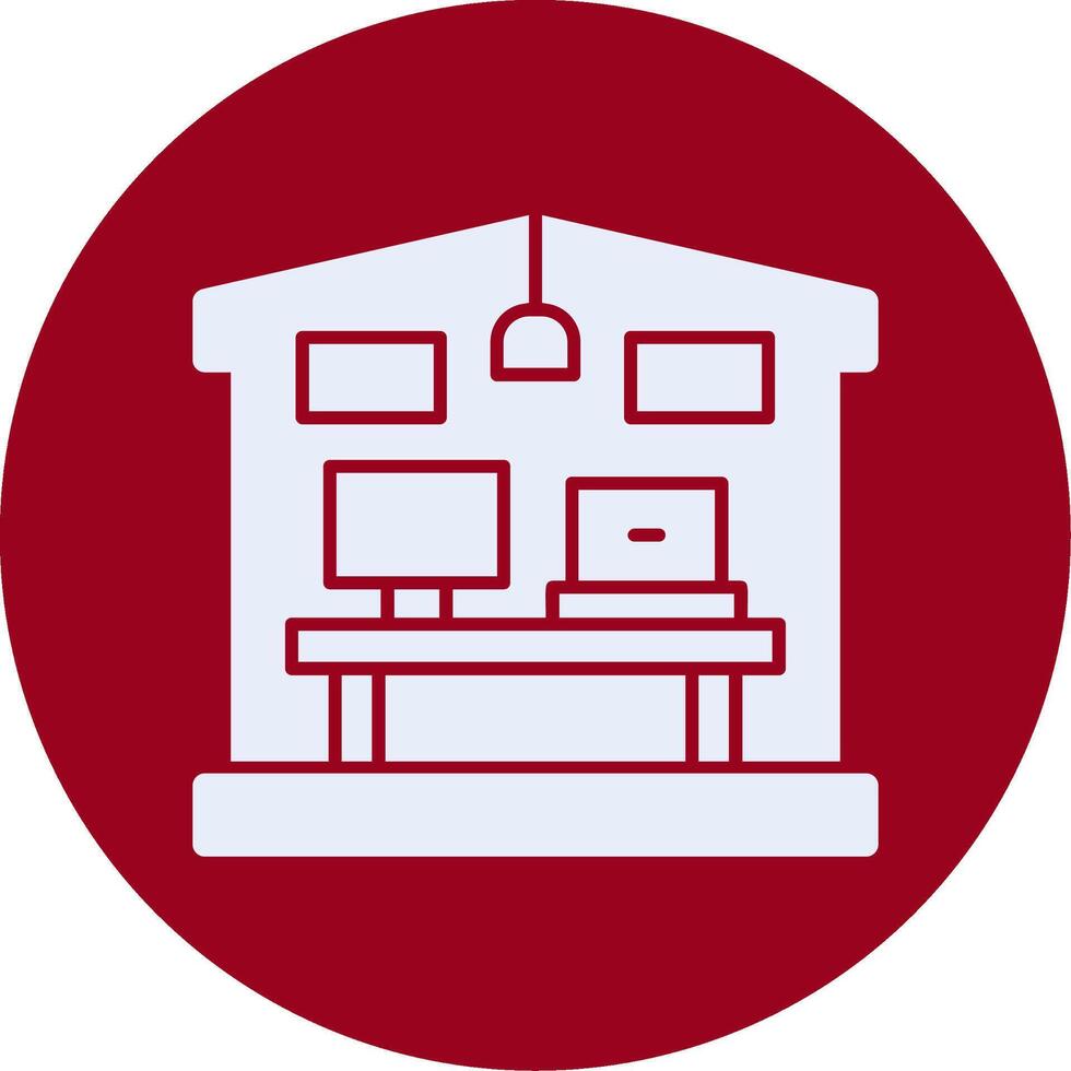 Home office setup Line Circle Icon vector