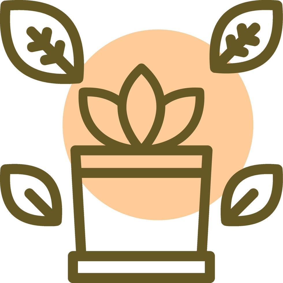 Desk plant Linear Circle Icon vector