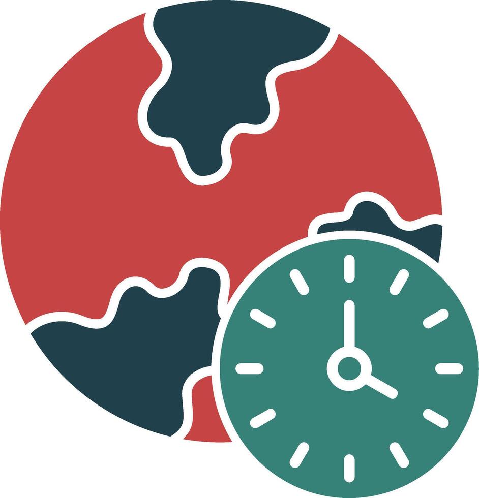 Time zone Glyph Two Color Icon vector