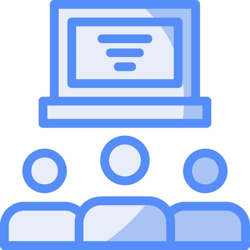 Remote team Line Filled Blue Icon vector