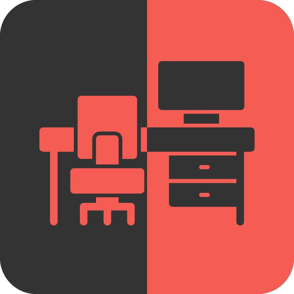 hogar oficina ergonomía rojo inverso icono vector