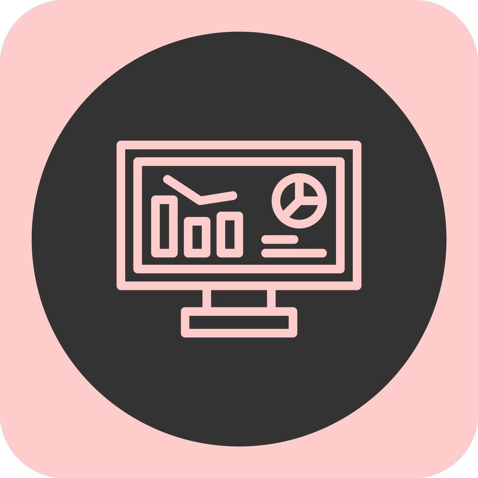 Remote work statistics Linear Round Icon vector