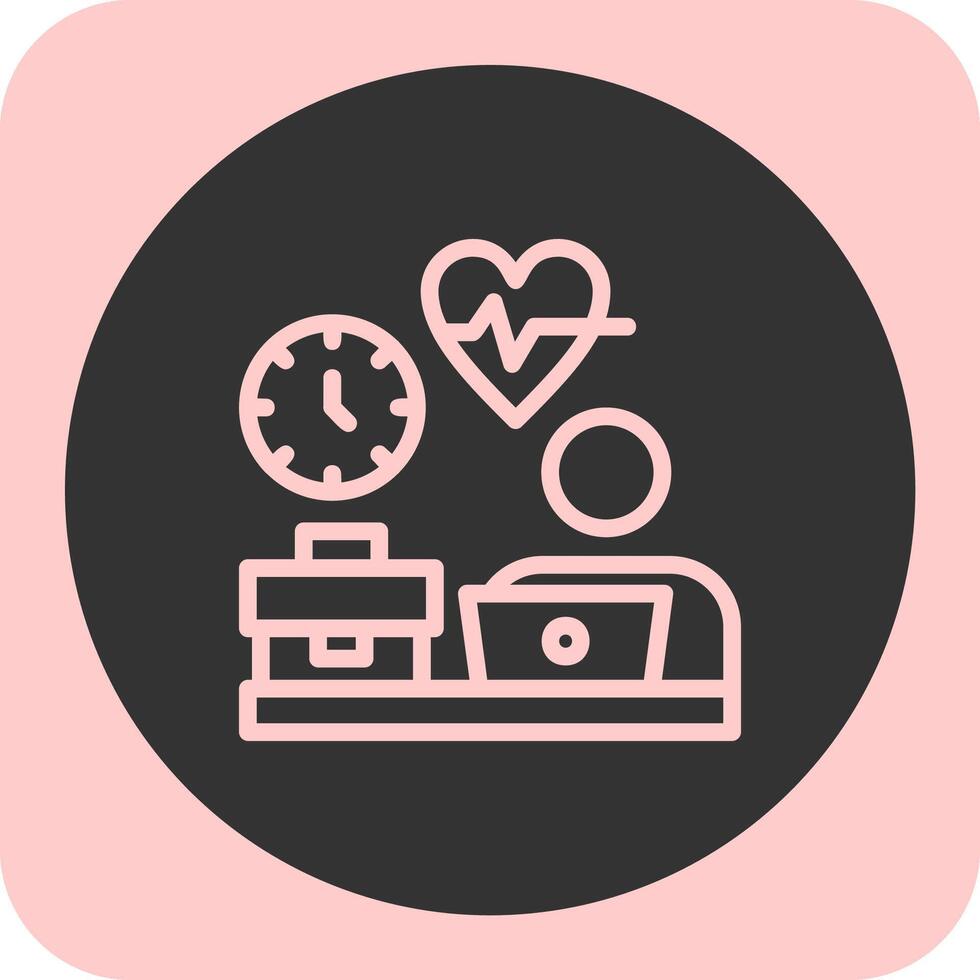 Remote work wellness Linear Round Icon vector