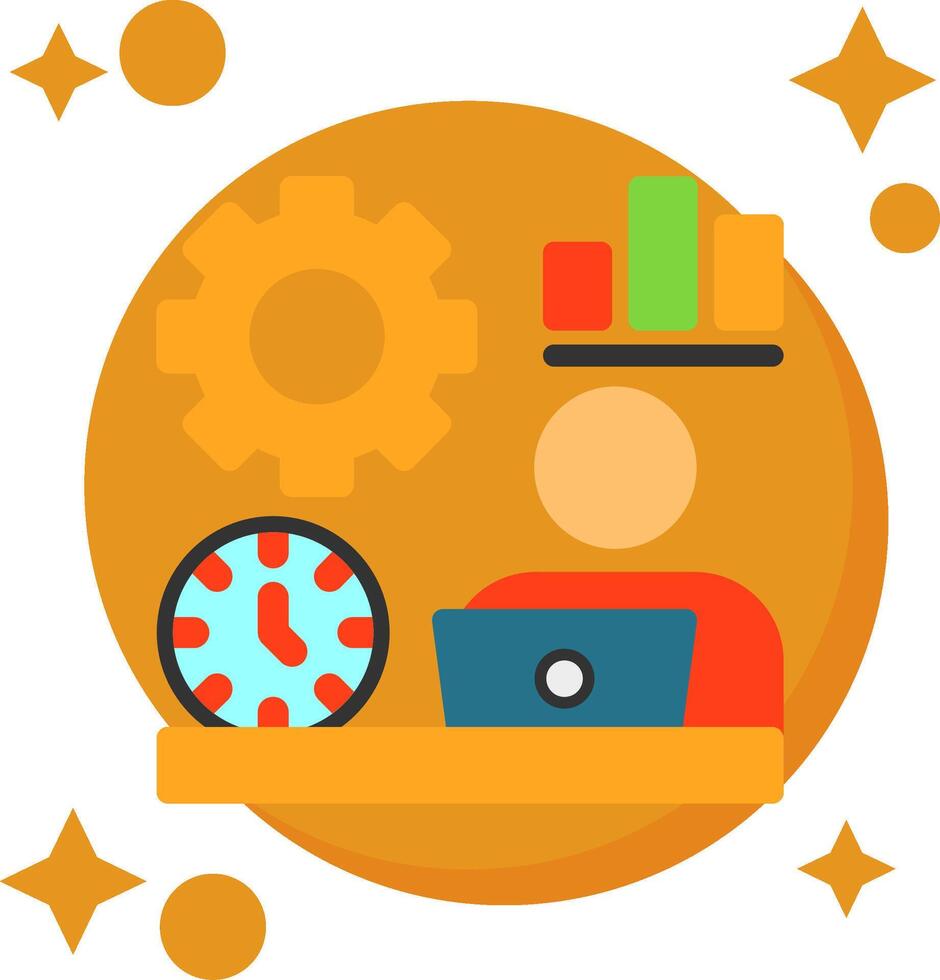 Remote work efficiency Tailed Color Icon vector