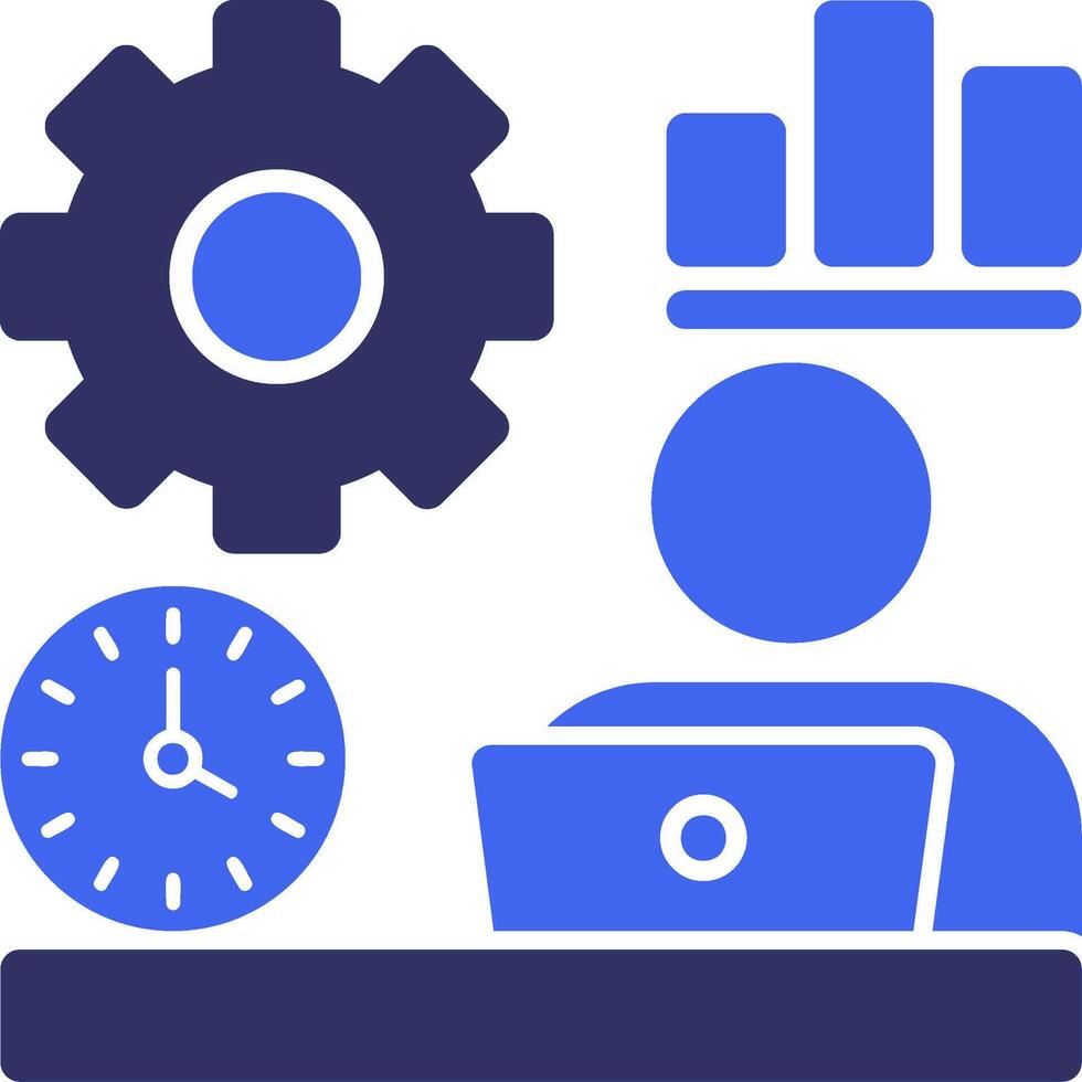 Remote work efficiency Solid Two Color Icon vector