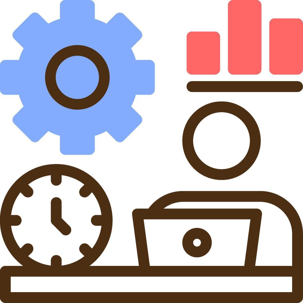 Remote work efficiency Color Filled Icon vector