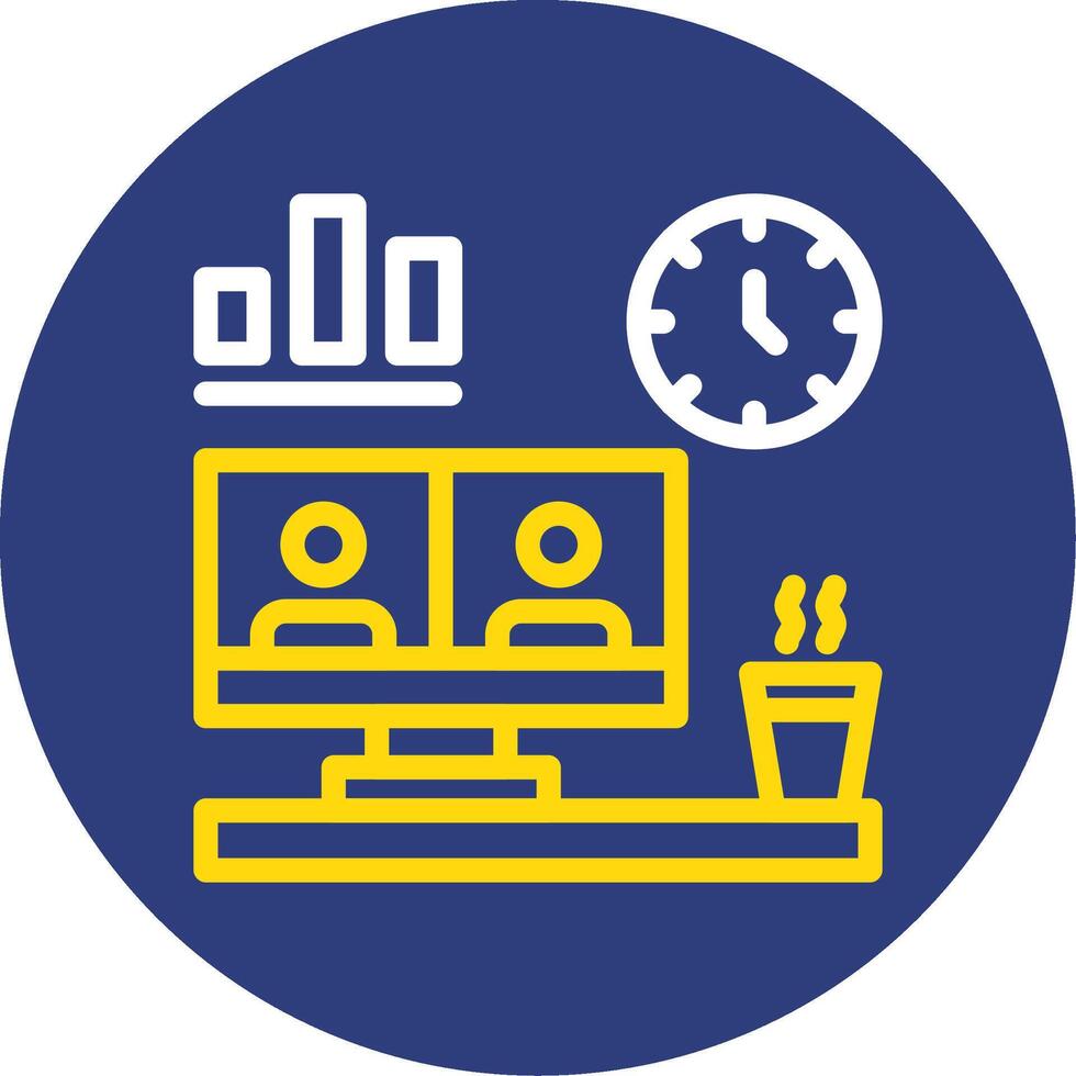 Remote work environment Dual Line Circle Icon vector