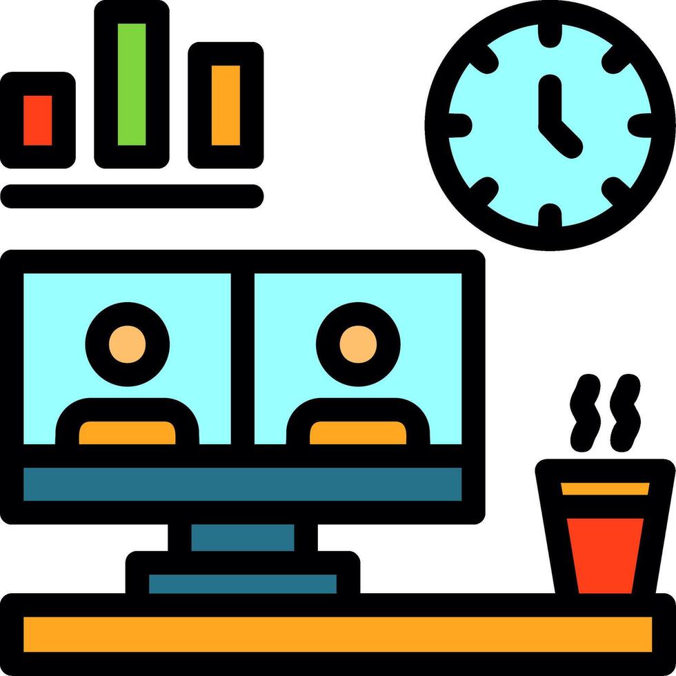 Remote work environment Line Filled Icon vector