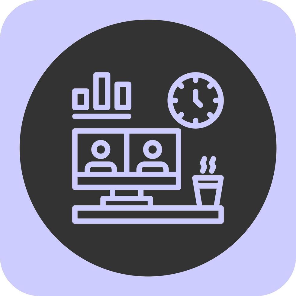 Remote work environment Linear Round Icon vector