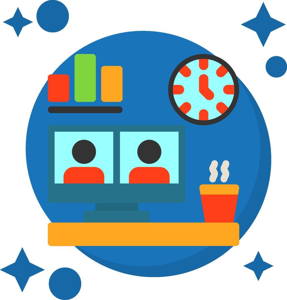 Remote work environment Tailed Color Icon vector