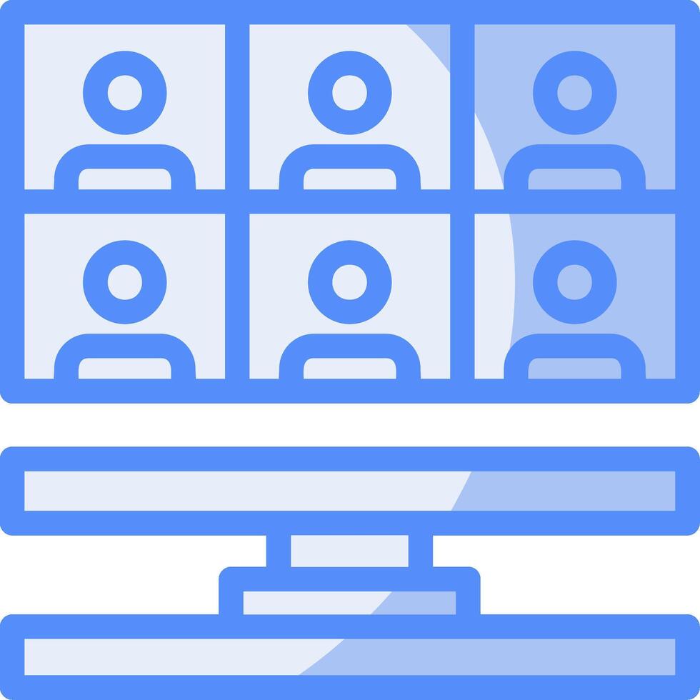 Remote work meetings Line Filled Blue Icon vector