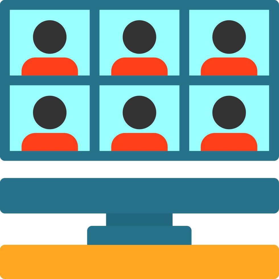 Remote work meetings Flat Icon vector