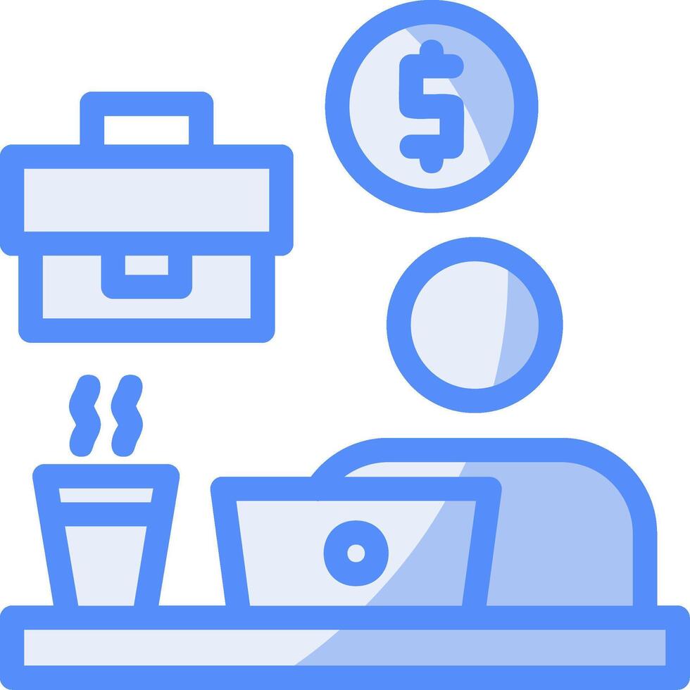 Remote work benefits Line Filled Blue Icon vector