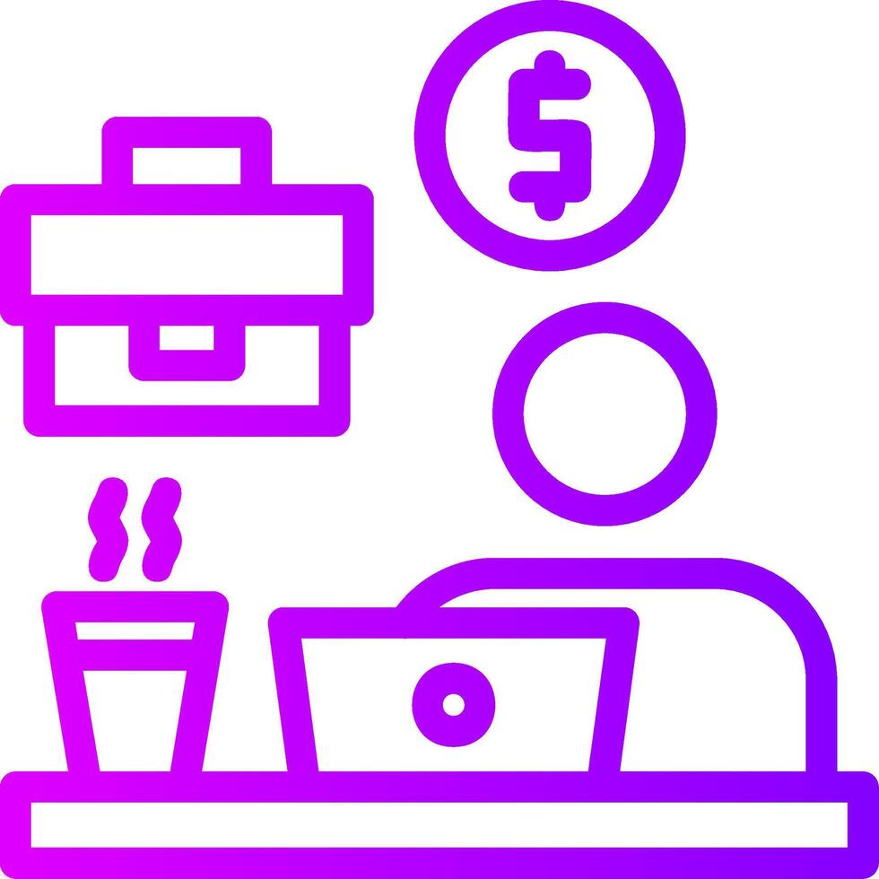 Remote work benefits Linear Gradient Icon vector