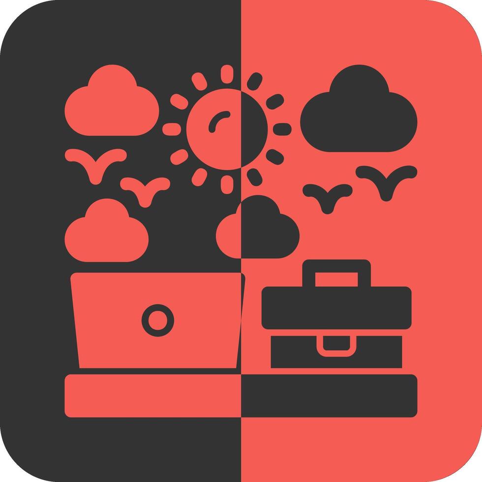 Remote work freedom Red Inverse Icon vector