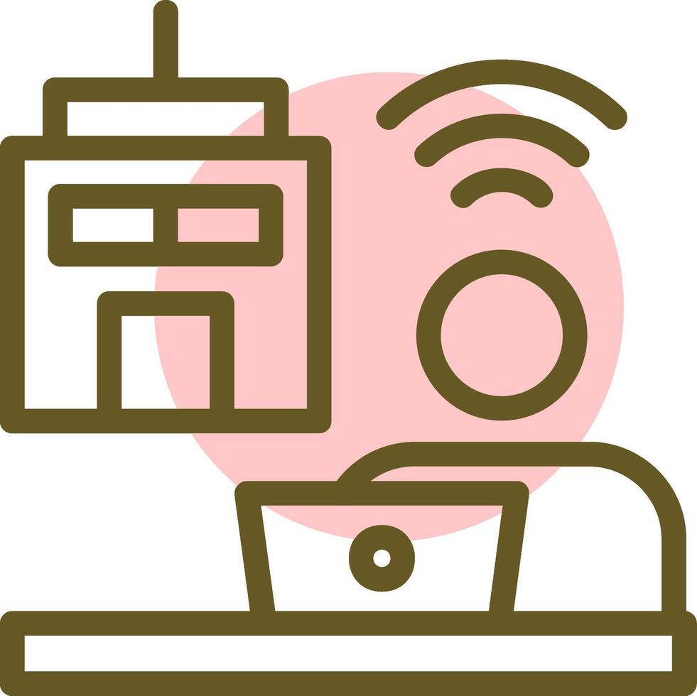 Remote work future Linear Circle Icon vector