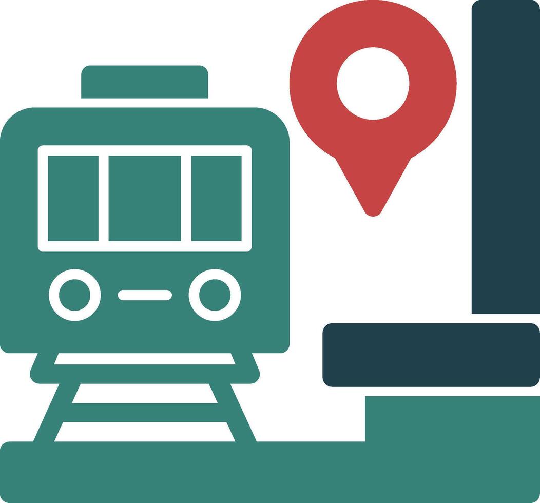 Train Station Glyph Two Color Icon vector