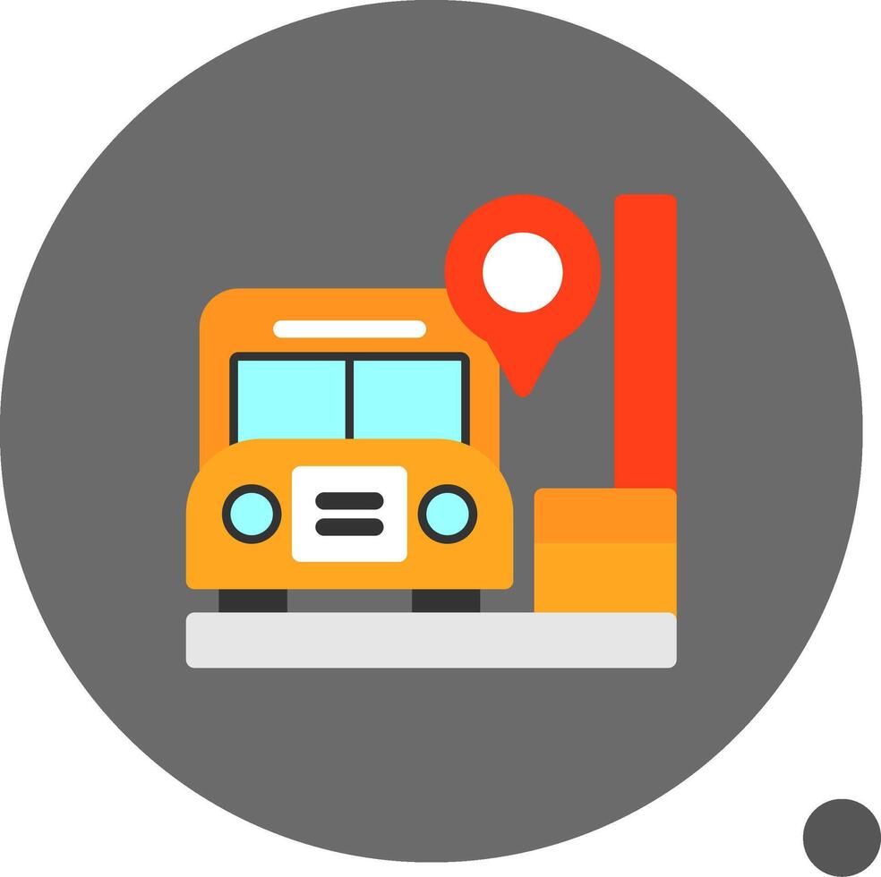 autobús detener plano sombra icono vector