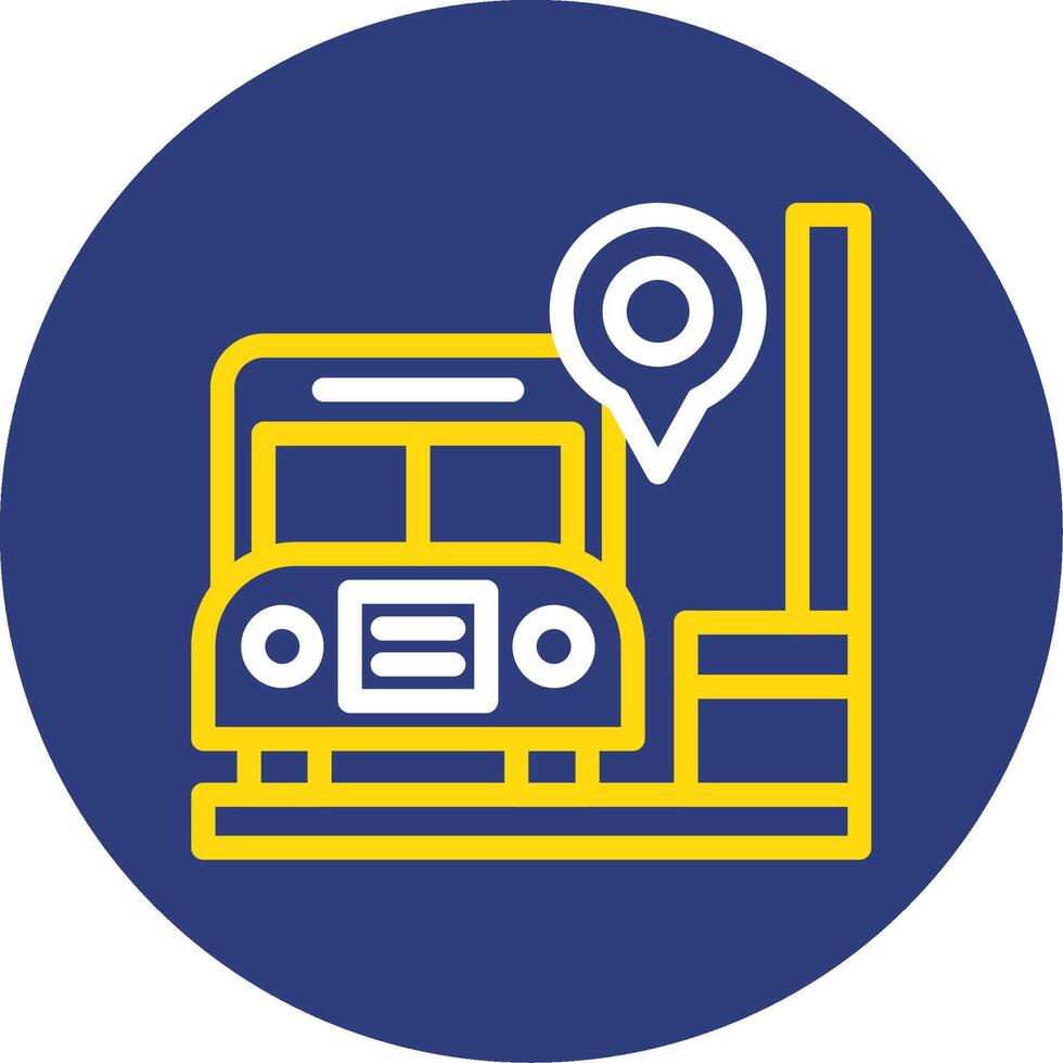 Bus Stop Dual Line Circle Icon vector