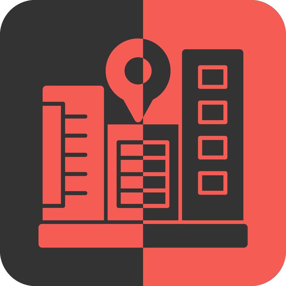 paisaje urbano rojo inverso icono vector