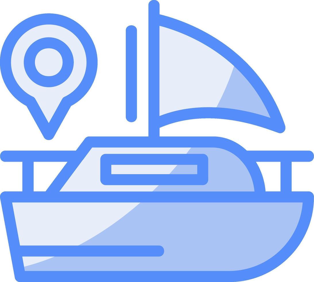 Boat Line Filled Blue Icon vector