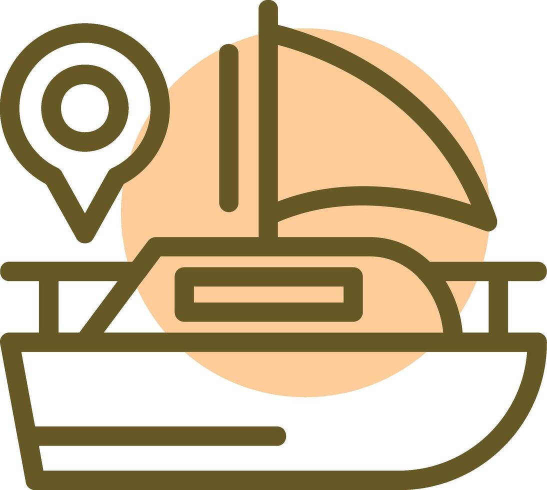 Boat Linear Circle Icon vector