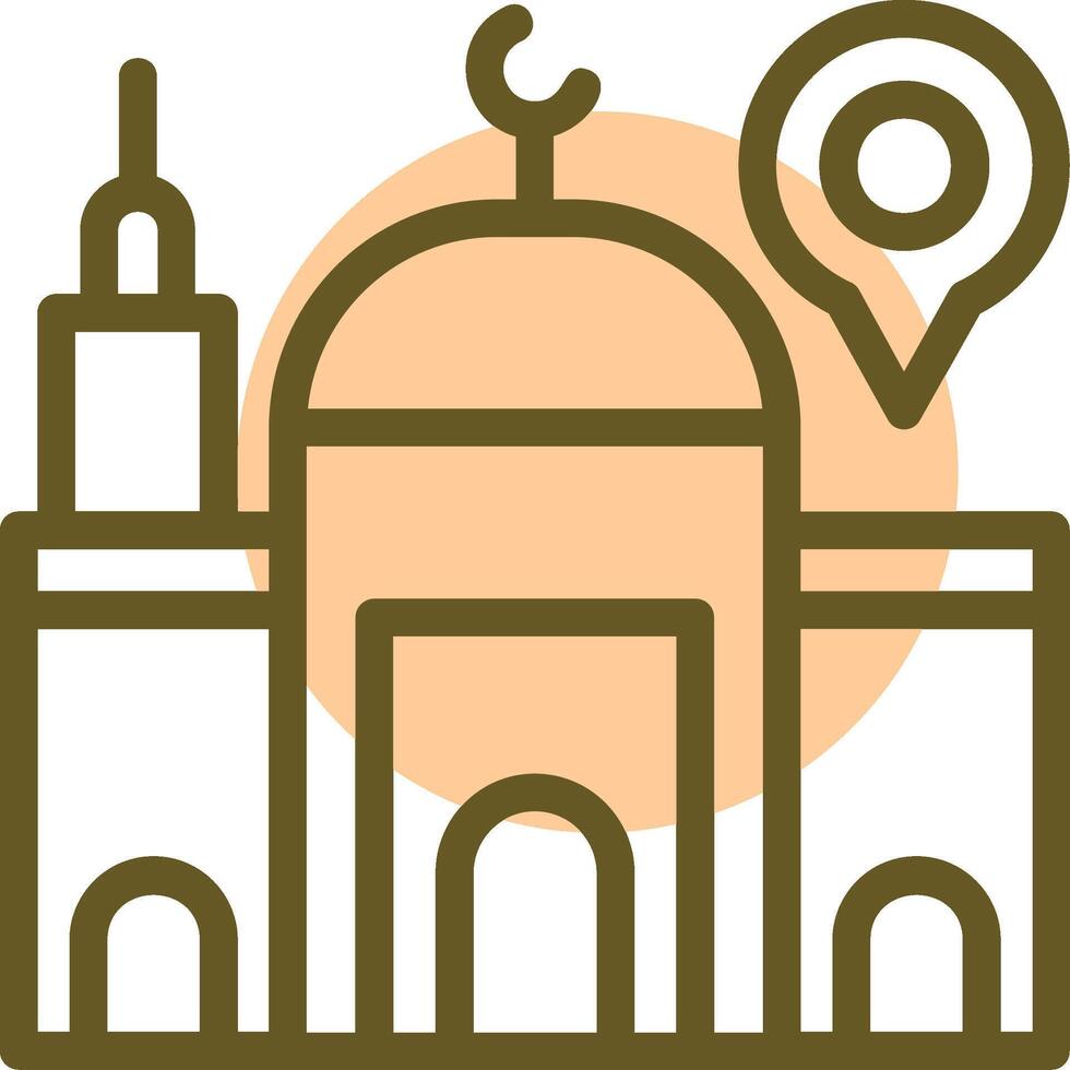 Mosque Linear Circle Icon vector