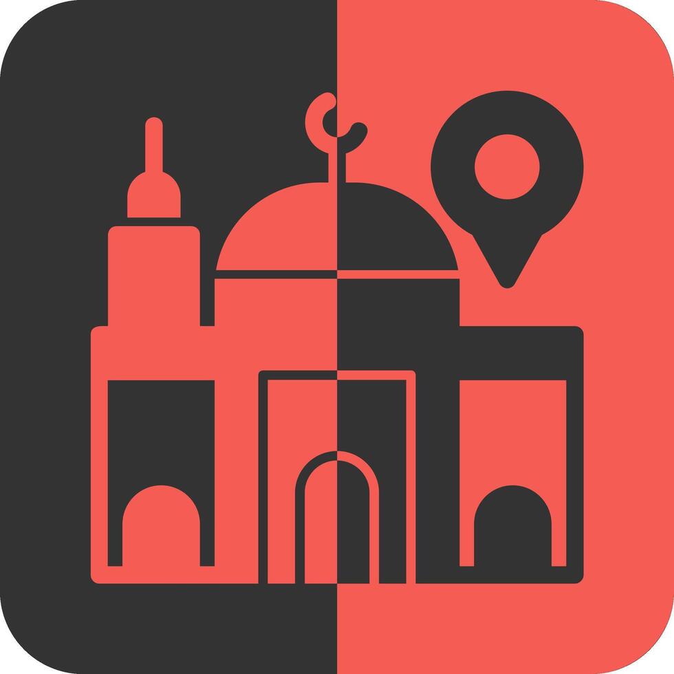 Mosque Red Inverse Icon vector