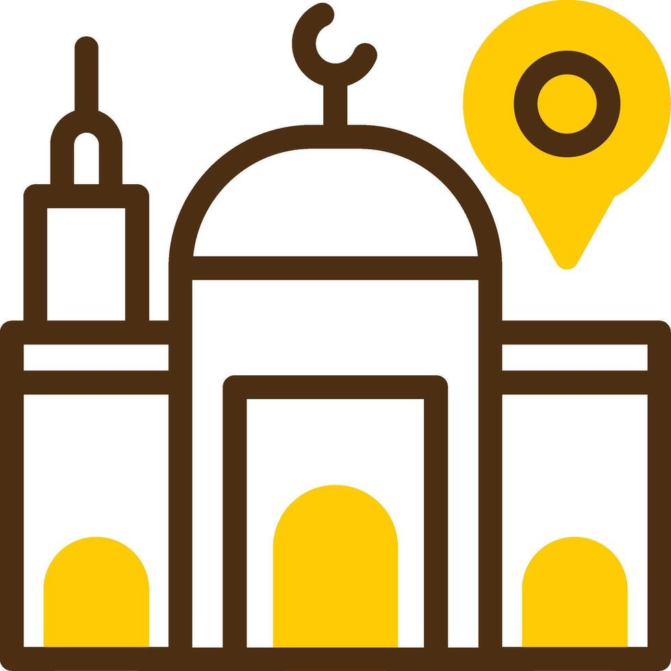Mosque Yellow Lieanr Circle Icon vector