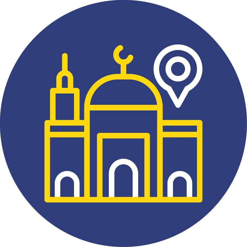 Mosque Dual Line Circle Icon vector
