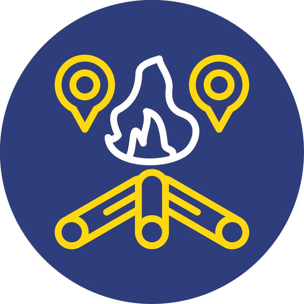 Bone Fire Dual Line Circle Icon vector