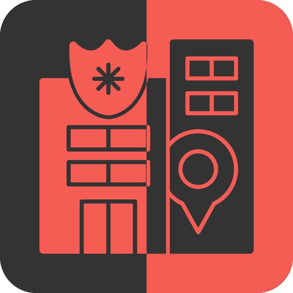 Police Station Red Inverse Icon vector