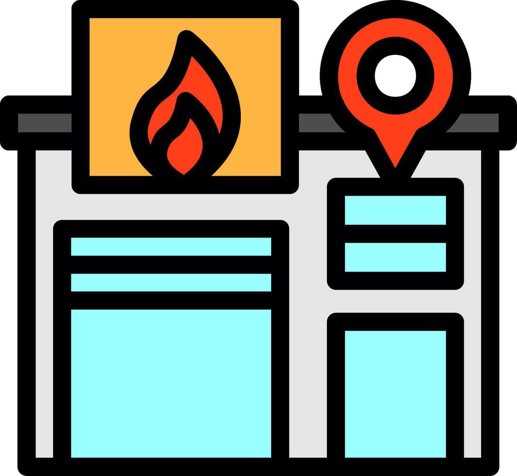 Fire Station Line Filled Icon vector