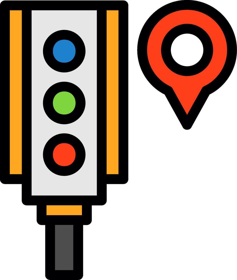 Traffic Light Line Filled Icon vector