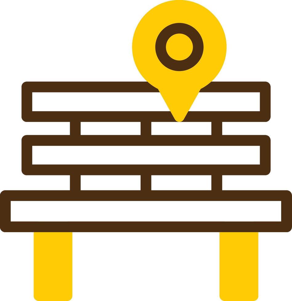 Park Bench Yellow Lieanr Circle Icon vector