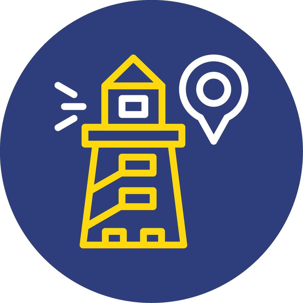 Lighthouse Dual Line Circle Icon vector