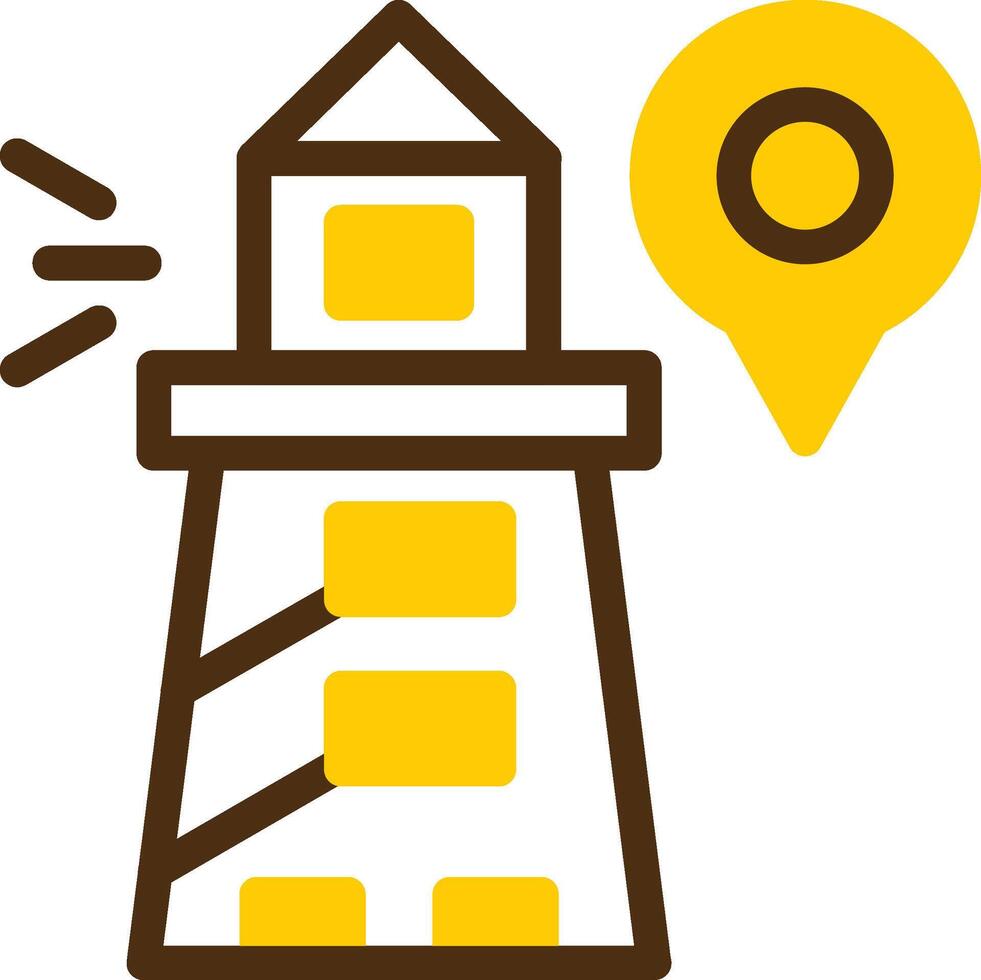 Lighthouse Yellow Lieanr Circle Icon vector