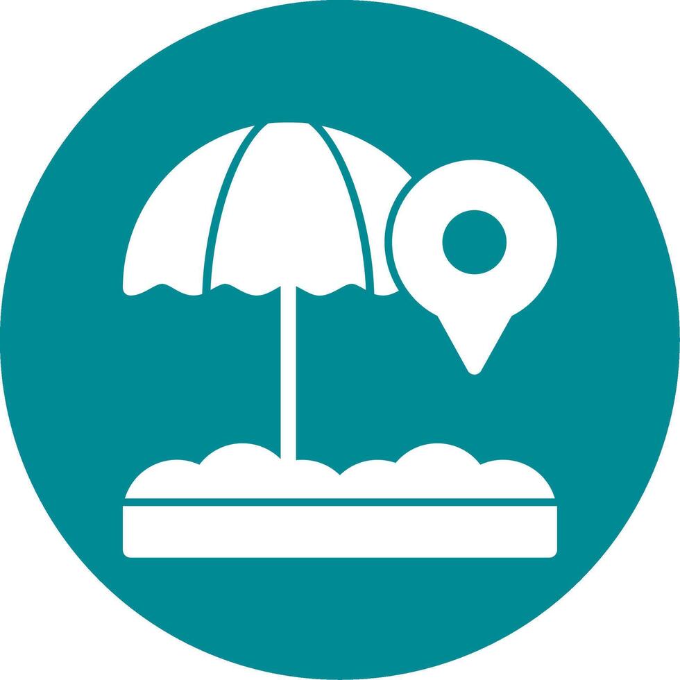 Beach Umbrella Glyph Circle Icon vector