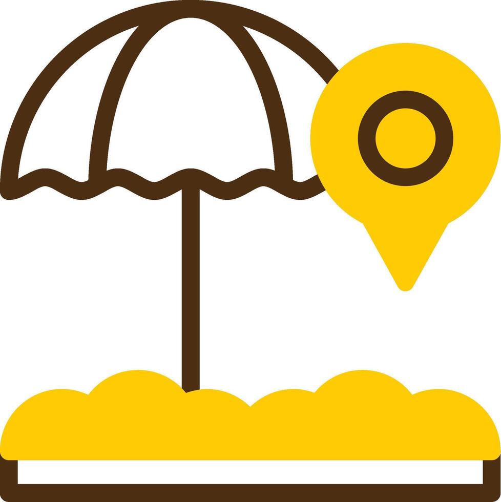 playa paraguas amarillo mentir circulo icono vector