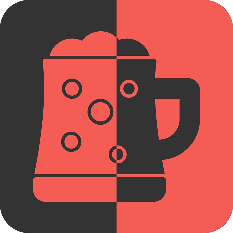Beer Mug Red Inverse Icon vector
