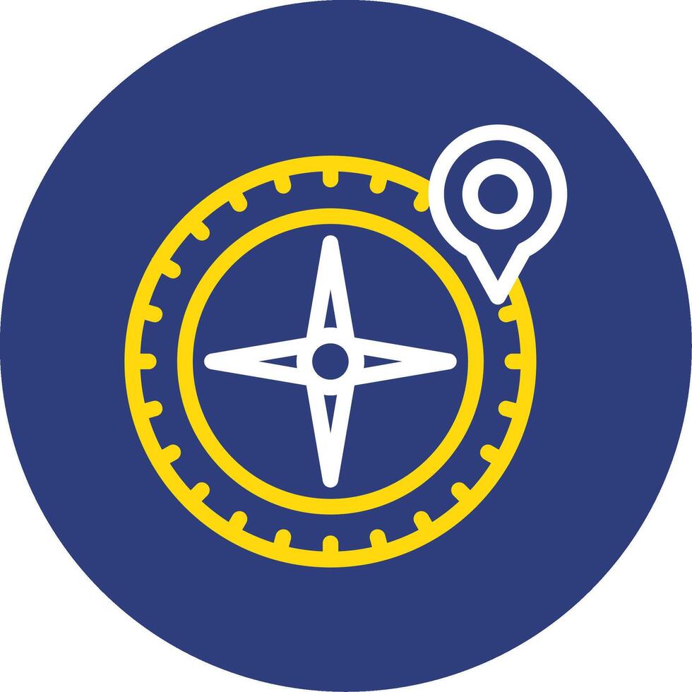 Compass Dual Line Circle Icon vector