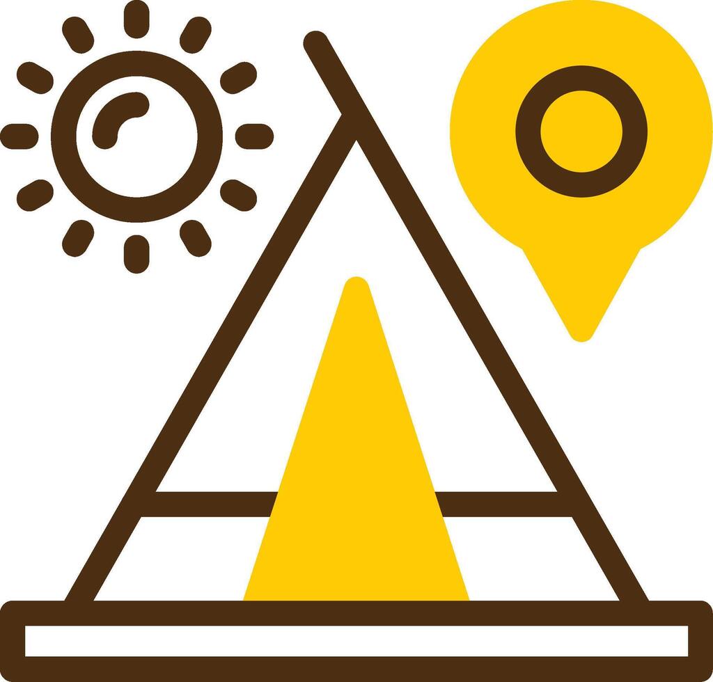 Tent Yellow Lieanr Circle Icon vector