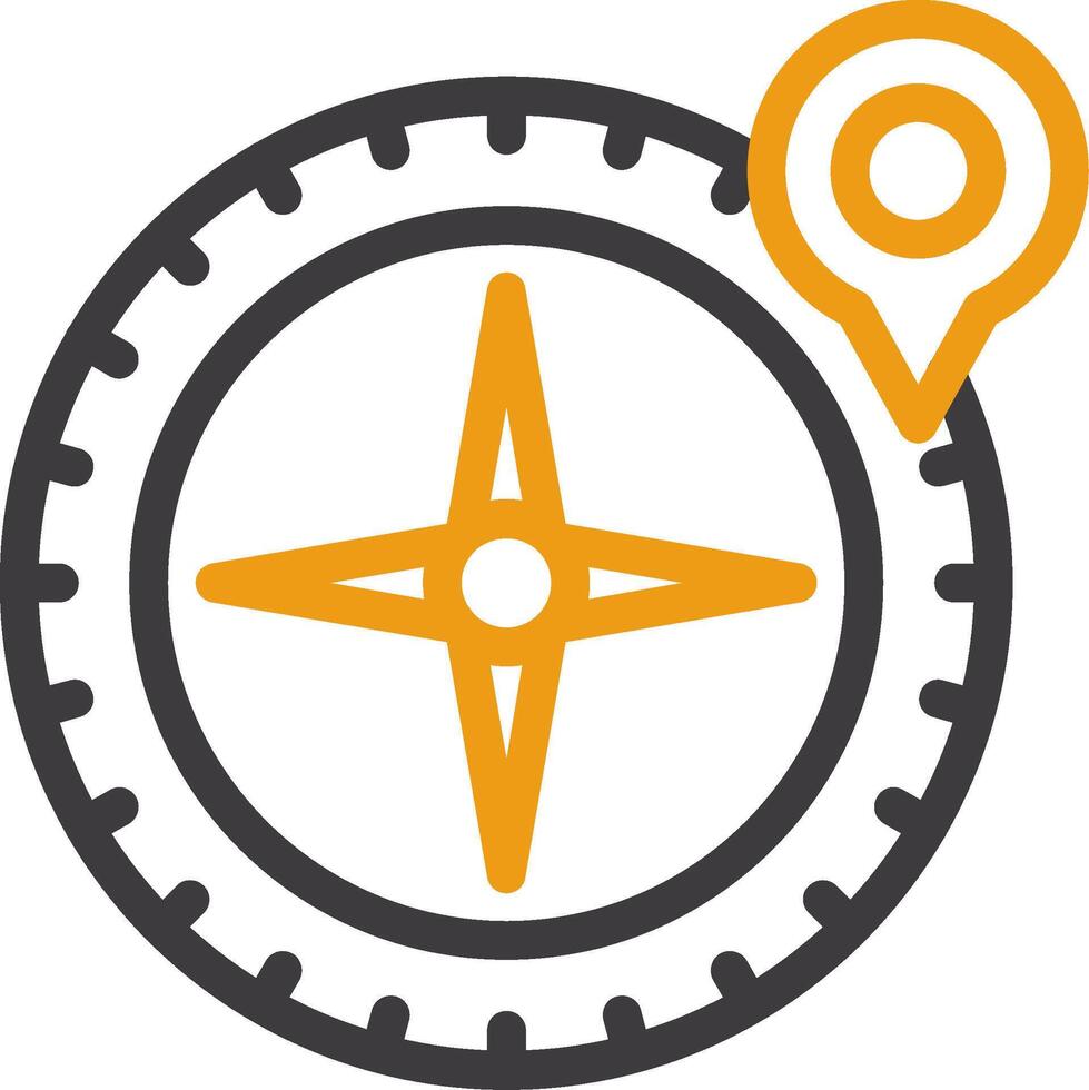 Compass Glyph Two Color Icon vector