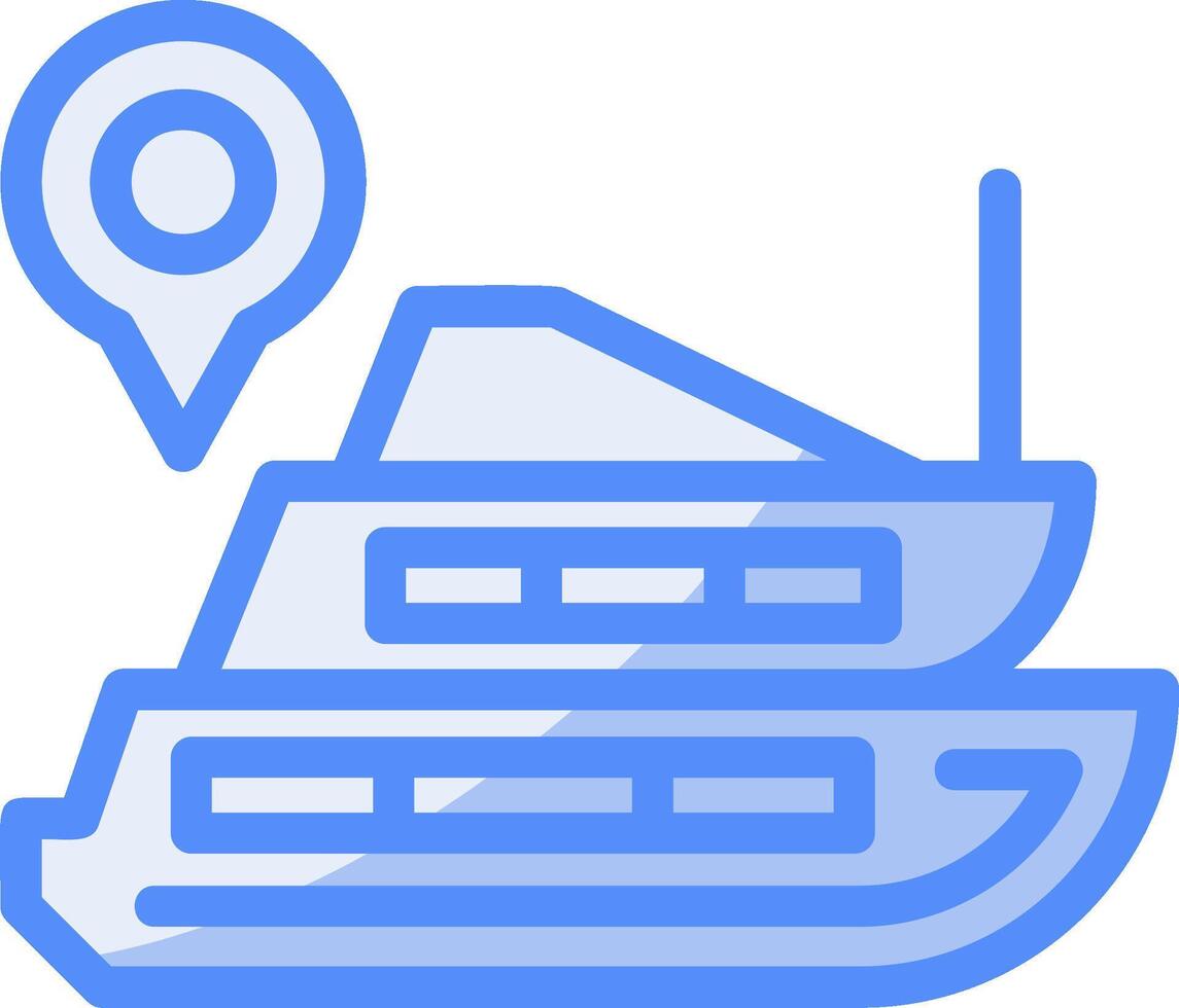 Cruise Ship Line Filled Blue Icon vector