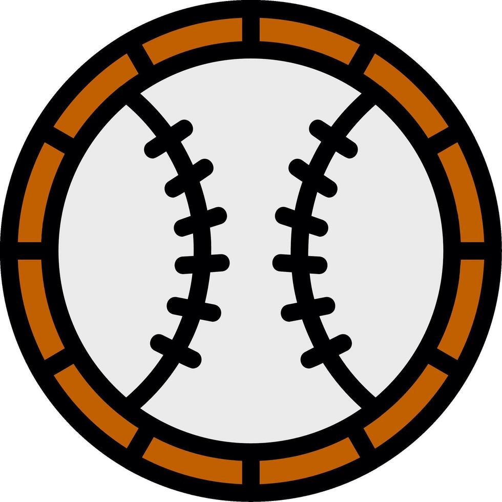 icono lleno de línea de béisbol vector