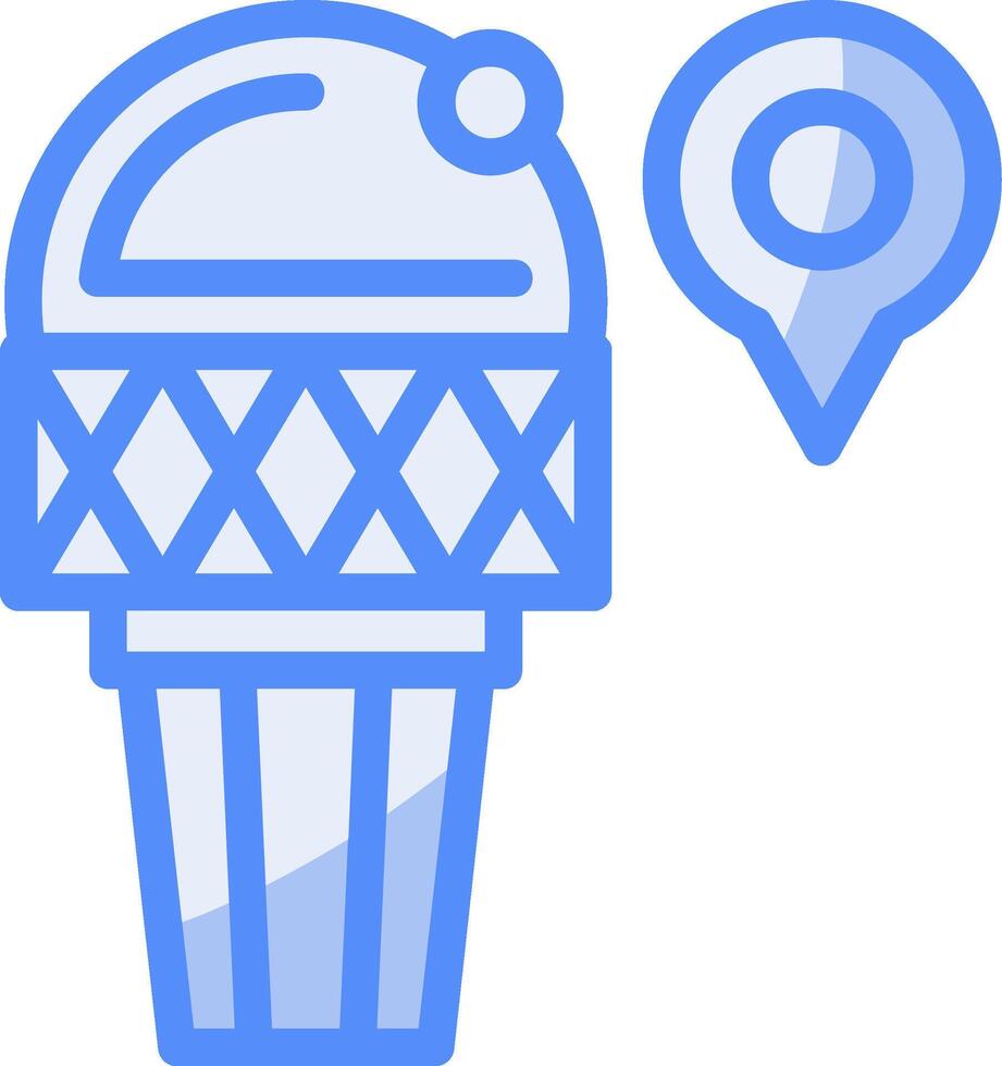 Ice Cream Line Filled Blue Icon vector