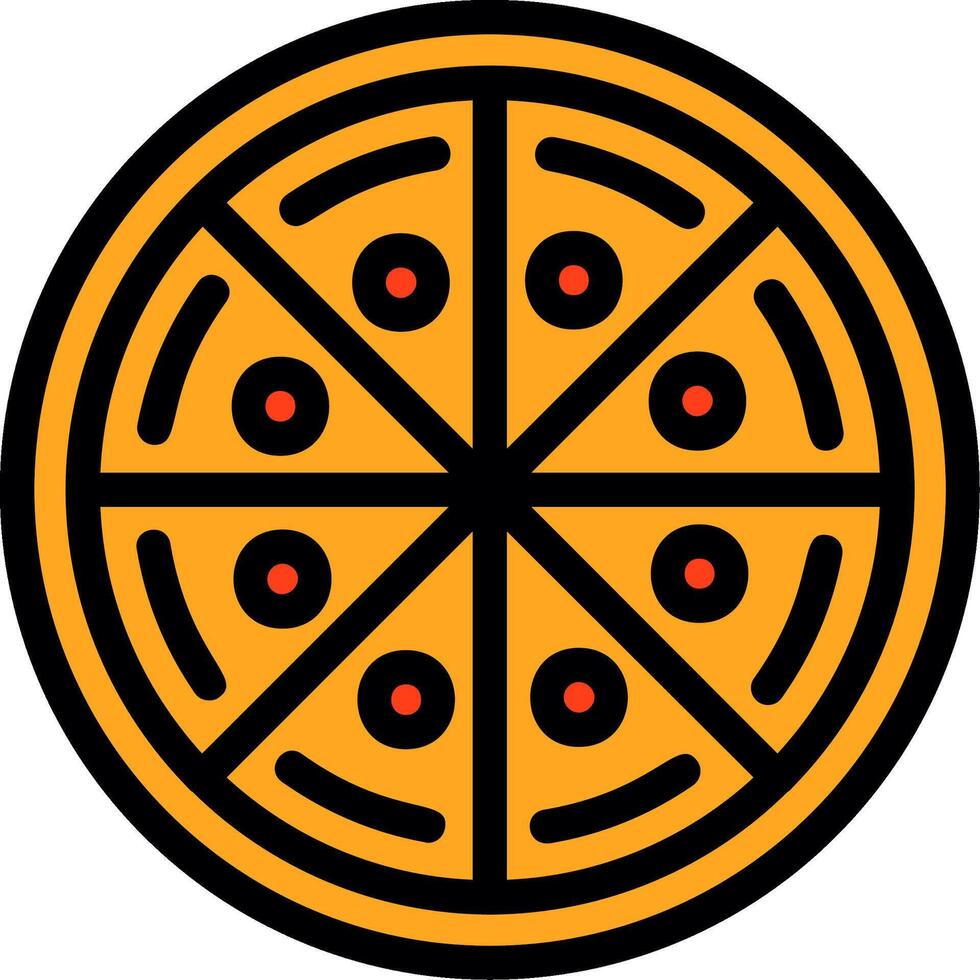 Pizza línea lleno icono vector